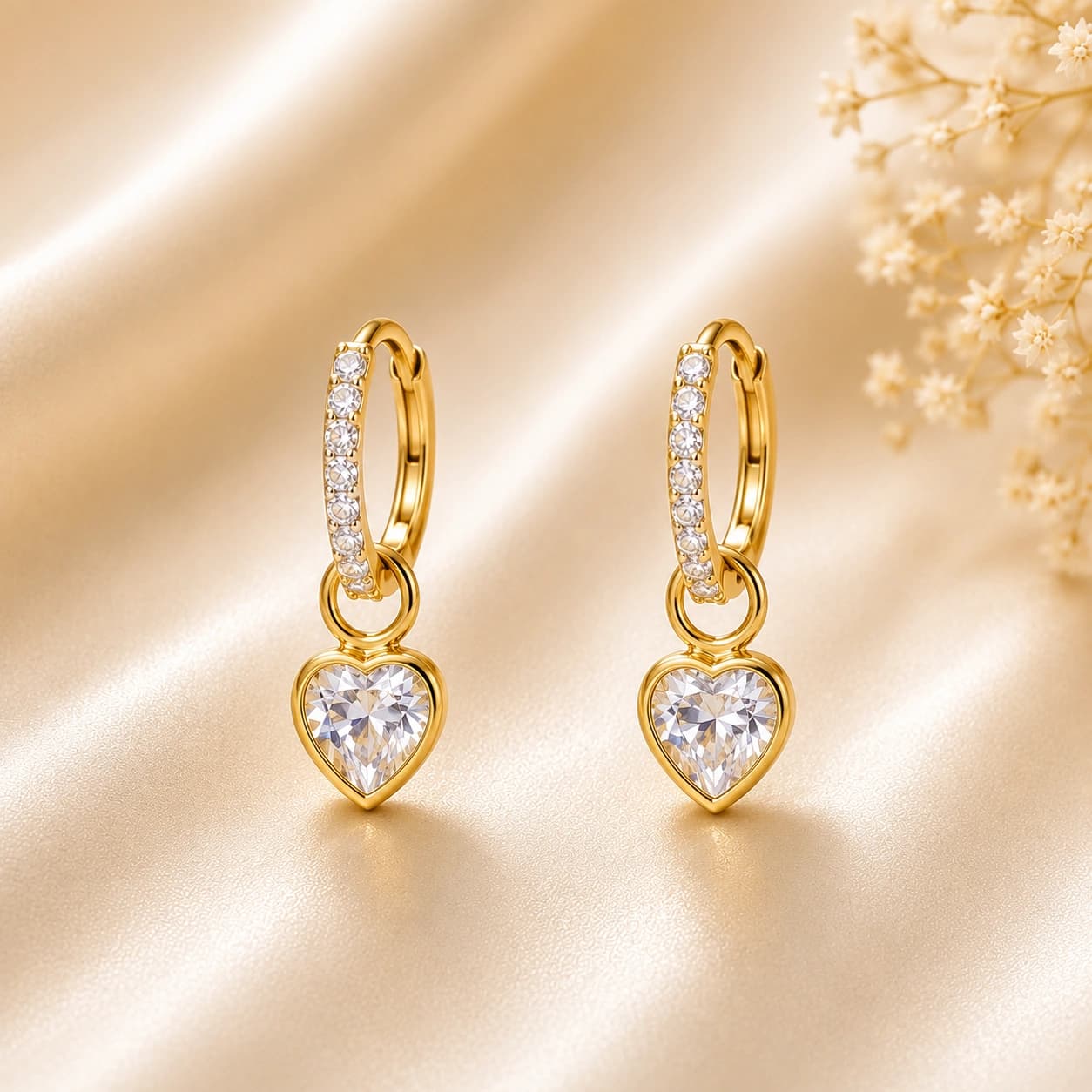 Heart Charm Huggie Earrings