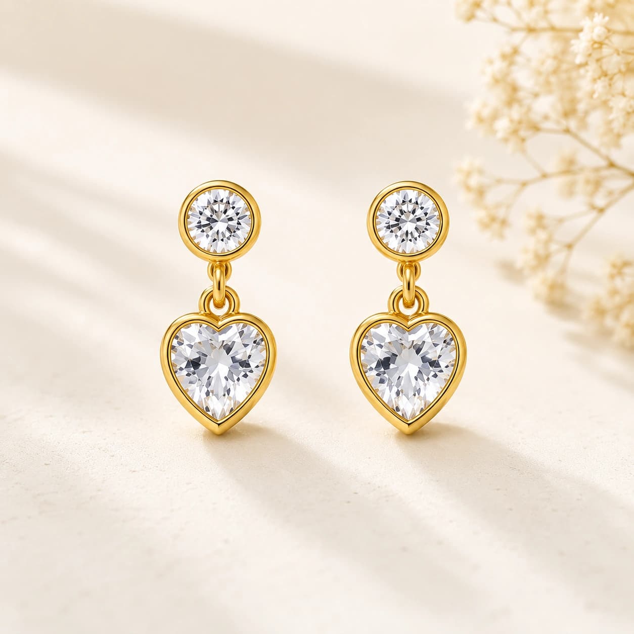 Heart Drop Stud Earrings